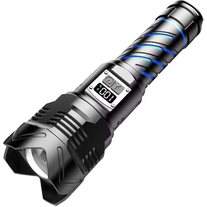 Linterna con pantalla digital LED 60W Super brillante 50000 lúmenes Antorcha telescópica doble abierta de largo alcance - 1