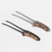 Pinzas De Barbacoa BBQ En Acero Inoxidable Antideslizantes Ligeras Para Camping Y Exterior Clip De Alimentos Con Mango De Nogal Negro Tamaño 24*6*3.5cm Peso 74g - details 9