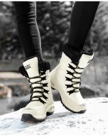 Botas De Invierno Para Mujer Con Peluche Y Plataforma Impermeables Cómodas Para Caminar En Nieve Botas De Tobillo Con Cierre De Lazo - details 3