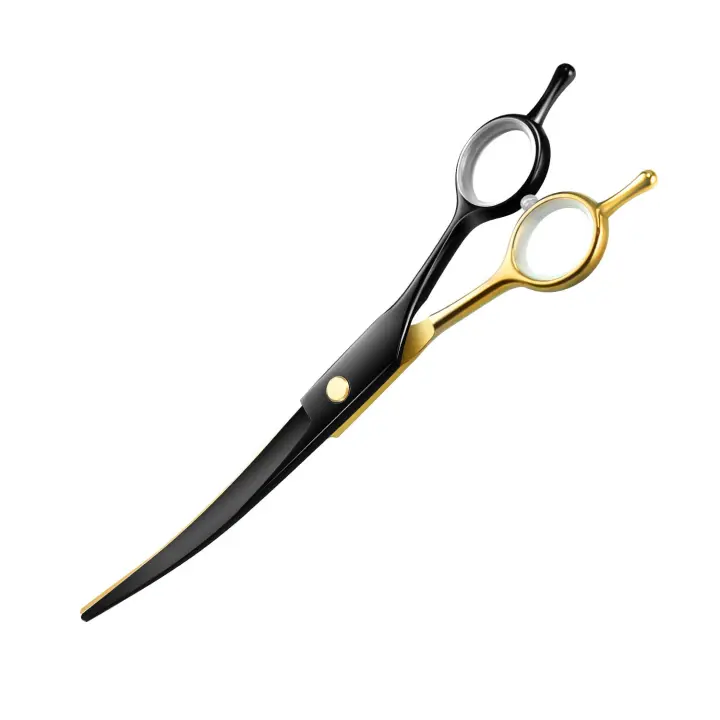 Tijeras De Peluquería Para Mascotas Profesionales Diseño Ergonómico Curvo Para Corte Preciso Y Suave Aretes De Salon De Peluquería De Acero Inoxidable - 1