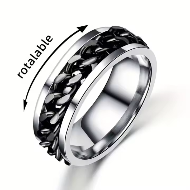 Anillo de Arce inoxidable para hombre con Cadena Redonda Modern anillo de Dedo casual joyería accesorio masculino regalo - 1