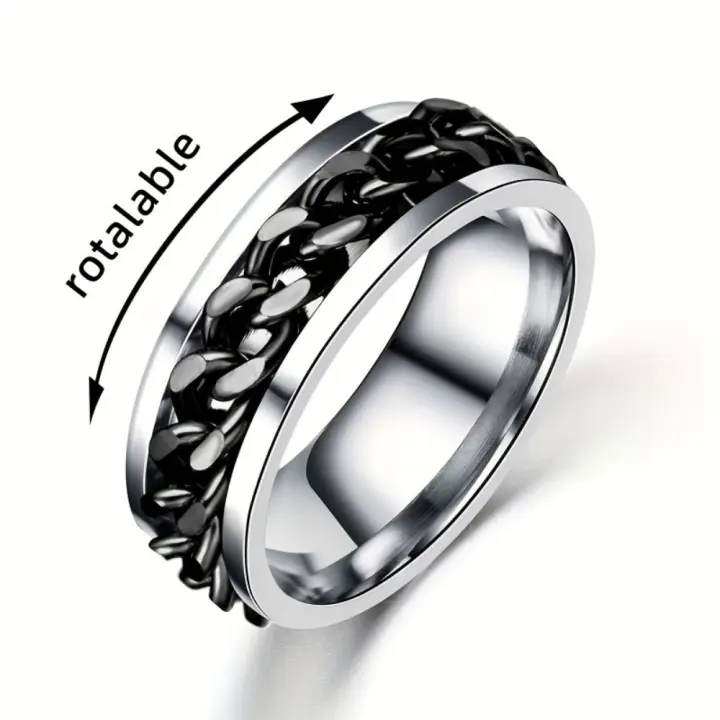 Anillo de Arce inoxidable para hombre con Cadena Redonda Modern anillo de Dedo casual joyería accesorio masculino regalo - 1