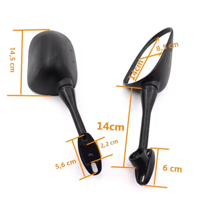 Par De Espejos Retrovisores Para Motocicleta Negro Adecuado Para Honda CBR600RR 2003-2007 Y CBR1000RR 2004-2007 Accesorios De Lado De Metal Y Plástico - 1