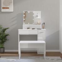 vidaXL Juego de tocador con LED madera contrachapada en color Gris sonoma/Negro/Gris hormigón y más - details 4