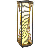 Outsunny Linterna de Jardín de Ratán Sintético Farola Solar con Luces LED Encendido y Apagado Automático Impermeable para Terraza Balcón Patio 22x22x77 cm Gris - details 0