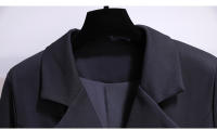 Vestido De Moda Coreana Para Mujer Traje Estudiante Cuello Alto Ajustado Plisado Botones Dobles Cierre Negro Ropa De Otoño - details 3