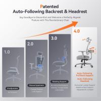 Silla ergonómica NEWTRAL MagicH-BPro con reposapiés, respaldo autoajustable con reposacabezas, soporte lumbar adaptable, reposabrazos ajustables, 4 posiciones de bloqueo - Gris - details 0