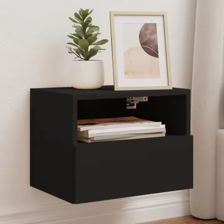 vidaXL Muebles de pared TV 2 uds madera ingeniería negro 40x30x30 cm - 1