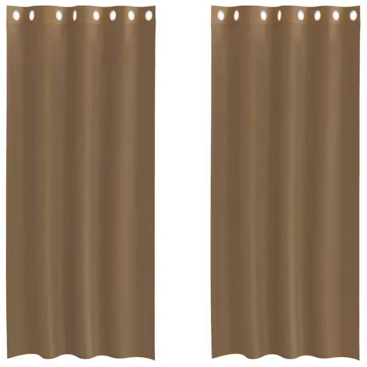 Cortinas de gasa con ojales 2 uds marrón claro - 1