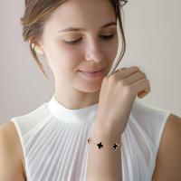Pulsera chapada en oro de 18 quilates con trébol de oro para mujer, pulseras de la suerte de cuatro hojas, joyería de moda, regalos de cumpleaños para mujeres - details 0