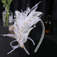 Corona De Crystals Para Novia Adornos De Cabello De Boda Con Perlas Y Plumas Aro De Pelo Para Mujeres Accesorios De Vestido - details 7