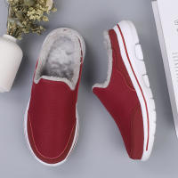 Zapatillas Casuales De Algodón Para Hombre Invierno Cómodas Y Cálidas Zapatillas De Casa Con Piel Media Botas De Nieve Suela EVA Zapatos Planos Suaves Talla Verdadera Para Adultos - details 8