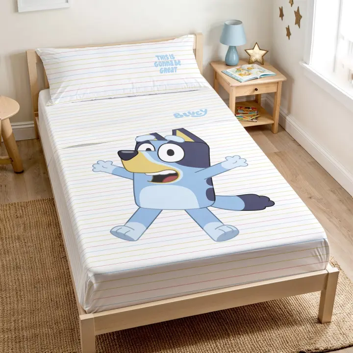 Sábana encimera infantil BLUEY + funda de almohada | Ropa de cama niños - 1