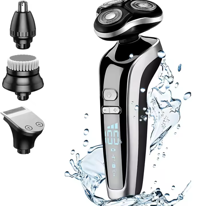 4 in 1 Afeitadora electrica hombre,  maquina de afeitar Wet Dry, Maquina de Afeitar con Pantalla LED, afeitadoras para Afeitar Barba, Recortar Cabello,Vello Corporal, Limpiar Cara - 1