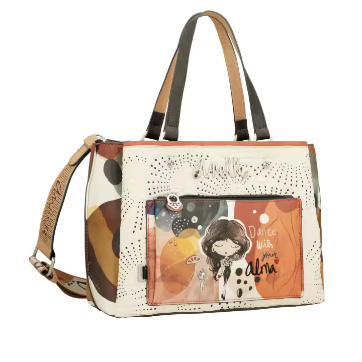 Bolso tote Anekke Alma - Tres compartimentos independientes - Bolsillo frontal con cierre de cremallera - Dos asas cortas de mano - Bandolera regulable y extraíble - Ref. 40701-255 - Mide 29 x 21 x 14 cm - 1