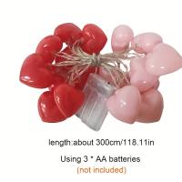 Cadena De Luz Roja Y Rosa Con 20 LED Para Decoración De Bodas Cumpleaños Y Habitación Atmosfera Pequeña Noche Luz Caliente - details 5