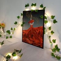 Cadena De Luces LED 2 Metros Hojas Verdes Artificiales Para Decoración De Jardín Boda Fiesta Colgantes En Casa - details 4