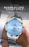 Reloj De Lujo PENGAGAR Para Hombre Resistente Al Agua Con Luminiscencia Fecha Día De La Semana Acero Inoxidable Reloj De Cuarzo Casual Con Caja - details 3