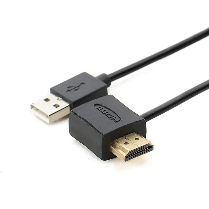 Conector HDMI macho a hembra + cable extensor de carga USB 2.0 - 1