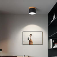 Lámpara De Techo Moderna LED Pequeña Con Decoración De Madera Redonda Iluminación Interior Creativa Para Pasillo Balcón Oficina - details 2