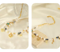 Encanto Collar de perlas de agua dulce Piedra Natural Colgante Titanio Acero Chapado en Oro Señoras Stacking Joyería - details 5