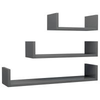 vidaXL Estantes de pared 3 piezas madera contrachapada Blanco, Negro, Gris Mueble Almacenaje Estantería para Oficina, Estudio, Dormitorio Estantería/Librería/ mueble de Almacenamiento - details 10