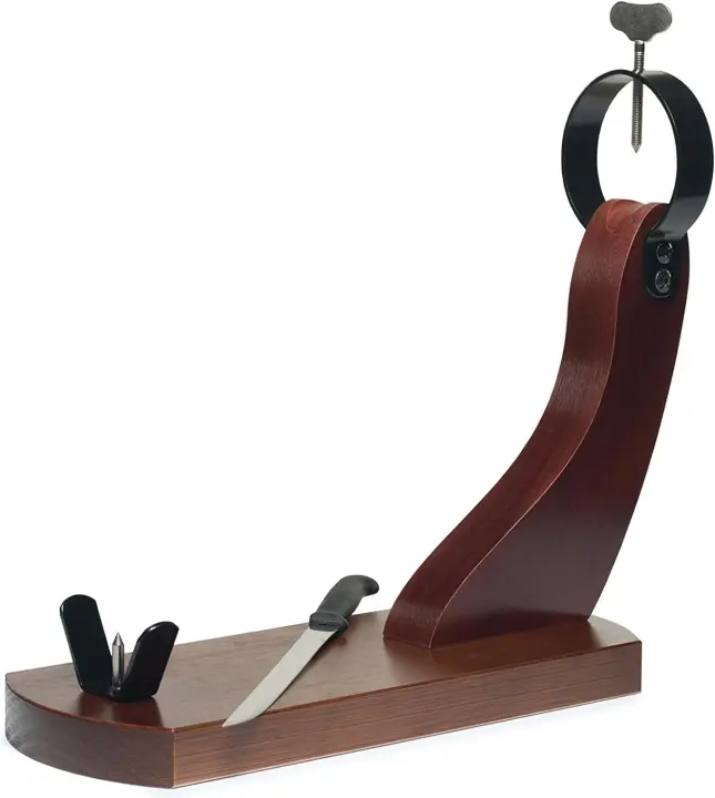 Buarfe JAMONERO HUELVA color Nogal (tipo GÓNDOLA), Con Cuchillo Jamonero. Hecho en ESPAÑA, Soporte para jamón de uso DOMÉSTICO y PROFESIONAL. - 1