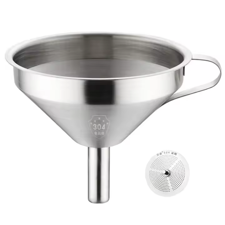 Embudo de Maple inoxidable de 10 cm, apto para use, fácil de guardar, Con soporte para anillas, Apto para lavavajillas (10 cm, inoxidable Maple) - 1