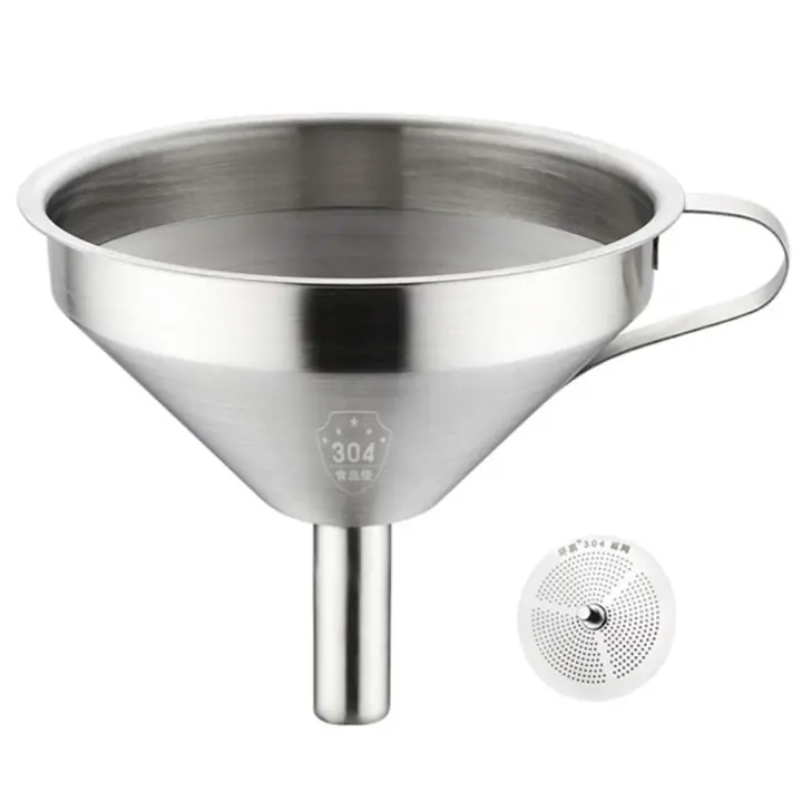 Embudo de Maple inoxidable de 10 cm, apto para use, fácil de guardar, Con soporte para anillas, Apto para lavavajillas (10 cm, inoxidable Maple) - 1