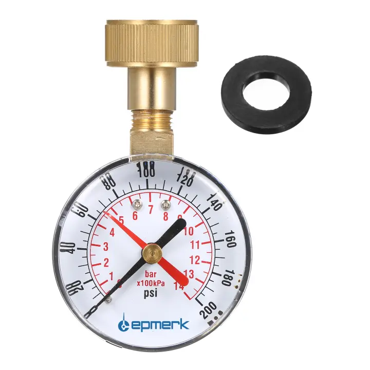 Lepmerk Medidor De Presión De Agua 2-1/2'' Con Tornillo Hembra 3/4'' Y Puntero Rojo Precisión Alta Rango 0-200 PSI - 1