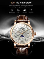 Reloj Mécanico Para Hombre LIGE 2024 Lujo Cuero Impermeable Con Fase Lunar Automática Resistentes Al Choque Y Sorpresa Display De Mes Y Día Completo - details 12