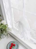 Cortina De Lace Blanca Con Flor Para Cocina Y Dormitorio Estilo Romántico Francés Partition De Tela De Poliéster 100% Para Ventana Instalación En Techo - details 6