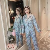 Conjunto De Pijamas Para Mujer De Cuatro Estaciones Con Cuello En V Y Pantalones Largos Estampado a Cuadros Y Rayas 2 Piezas Ropa De Dormir Casual - details 5
