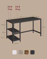 Escritorio Moderno con 2 Estantes Ajustables Izquierda o Derecha, Mesa de Trabajo para Salón y Oficina, Estructura de Acero, Blanco o Negro, 140x60x90 cm - details 11