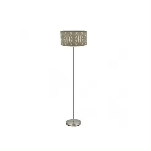 FABRILAMP Lámpara de Pie Salón Katerina Niquel/Madera Gris 162x40x40 Cm - Diseño Elegante - 1