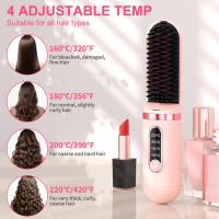 Cepillo de pelo recto sin cuerda para mujeres, peine de pelo recto eléctrico recargable, mini alisador de pelo calentado portátil para viajes, cepillo térmico de iones negativos, herramienta de peluquería - details 0