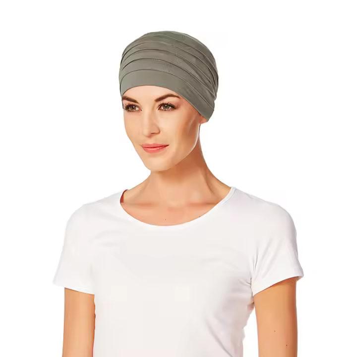 Christine Headwear Yoga Turban 1000-0338 Turbante de Bambú Marrón Verdoso - Pañuelo Gorro Oncológico de Diseño para la Cabeza - 1