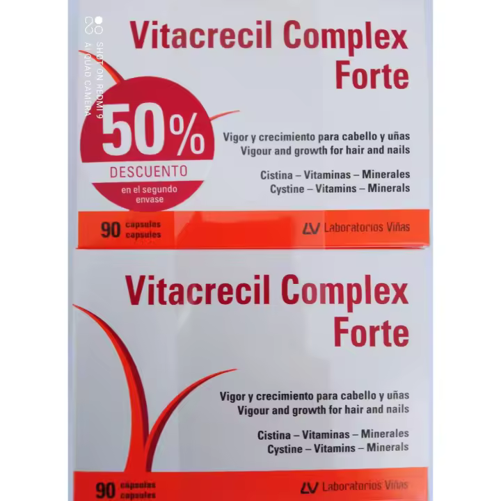 Vitacrecil complex forte 2X90 cápsulas, vigor y crecimiento para cabello y uñas - 1
