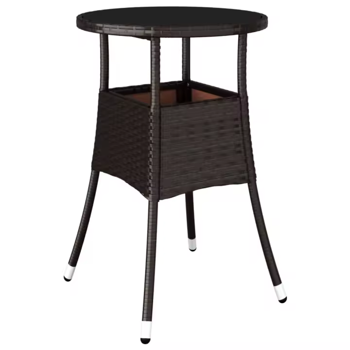 Mesa de Jardín Vidrio Templado sintético marron Ø 60x75 cm - 1