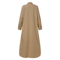 Vestido De Mujer Verano 2024 Estilo Casual Color Sólido Cuello Volteado Botones Solas Talla Grande Longitud Pierna Completa Polyester - details 15