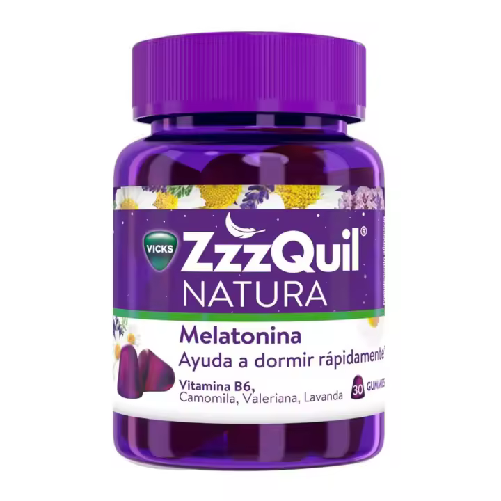 ZzzQuil NATURA Gomitas Masticables con Melatonina 1 mg, Camomila, Valeriana y Lavanda para Conciliar el Sueño – 30 Unidades - 1