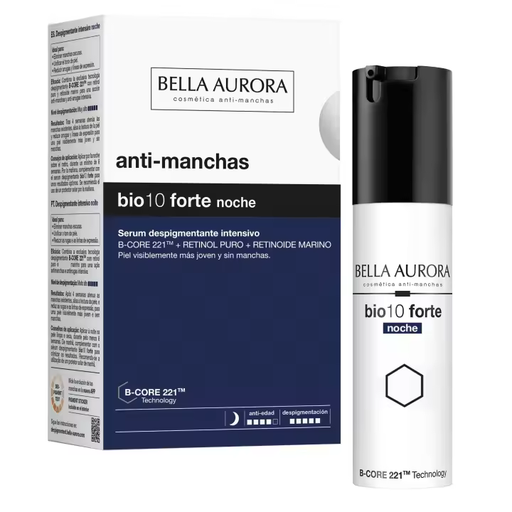 BELLA AURORA - Bio10 Forte Noche 30 ml, Tratamiento Despigmentante Intensivo Nocturno, Sérum Antimanchas, Estimula Renovación Celular, Todo Tipo de Piel, Aporta Luminosidad, Tecnología B-CORE221 - 1