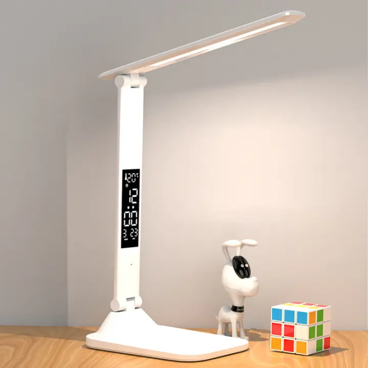 Lámpara De Mesa LED Recargable Con Alarma Y Termómetro Toque Plegable USB Luz Nocturna Dimmable Para Estudio Lectura - 1