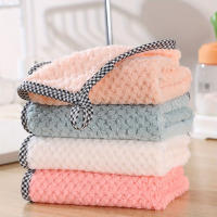 Juego De 4 Toallas De Mano De Terciopelo Coral Para Cocina 25*25cm Absorbentes Y No Desprendiéndose Toallas De Lavado De Platos De Microfibra Sólidas - details 9