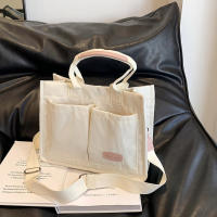 Bolso De Mano Casual Para Mujer Con Múltiples Bolsillos Y Correa Ajustable Bolso De Viaje Estilo Sencillo Con Asa De Corduroy Bolso De Trabajo Elegante - details 0