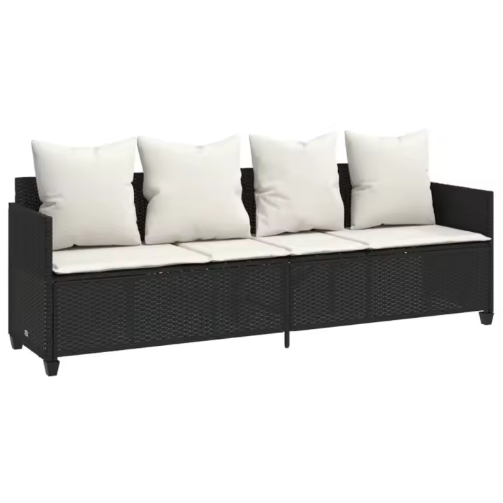 vidaXL Tumbona con cojines ratán sintético Negro y crema, Marrón y crema, Gris Sillas de Exterior Ideal para jardín, playa, piscina, terraza Tumbona Piscina Tumbonas Playa Tumbonas Jardín Exterior - 1