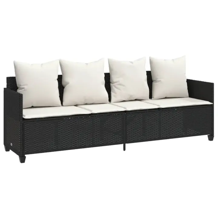 vidaXL Tumbona con cojines ratán sintético Negro y crema, Marrón y crema, Gris Sillas de Exterior Ideal para jardín, playa, piscina, terraza Tumbona Piscina Tumbonas Playa Tumbonas Jardín Exterior - 1