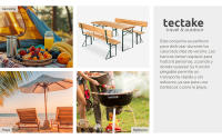 Tectake - Conjunto de muebles resistentes con revestimiento protector, Madera de abeto duradera con revestimiento repelente al agua, Conjunto de asientos estable con respaldos acoplables para hasta 8 personas, Conjunto de mesa y bancos FRANZ II, 3 piezas - details 5