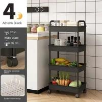Estante De Almacenamiento Multicapa Móvil Para Cocina Dormitorio Baño Con Carro De Trolley Para Snacks De Bebé En Color Blanco Y Negro - details 1