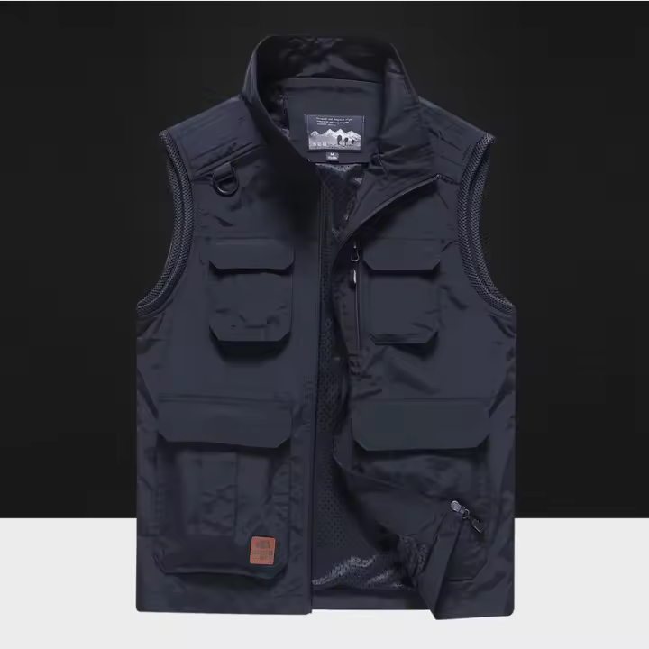 Chaleco Sin Mangas De Algodón Para Hombre Talla 5XL Con Bolsillos Multípleulos Estilo Casual Verano Chaleco Acolchado Con Cierre De Cremallera - 1